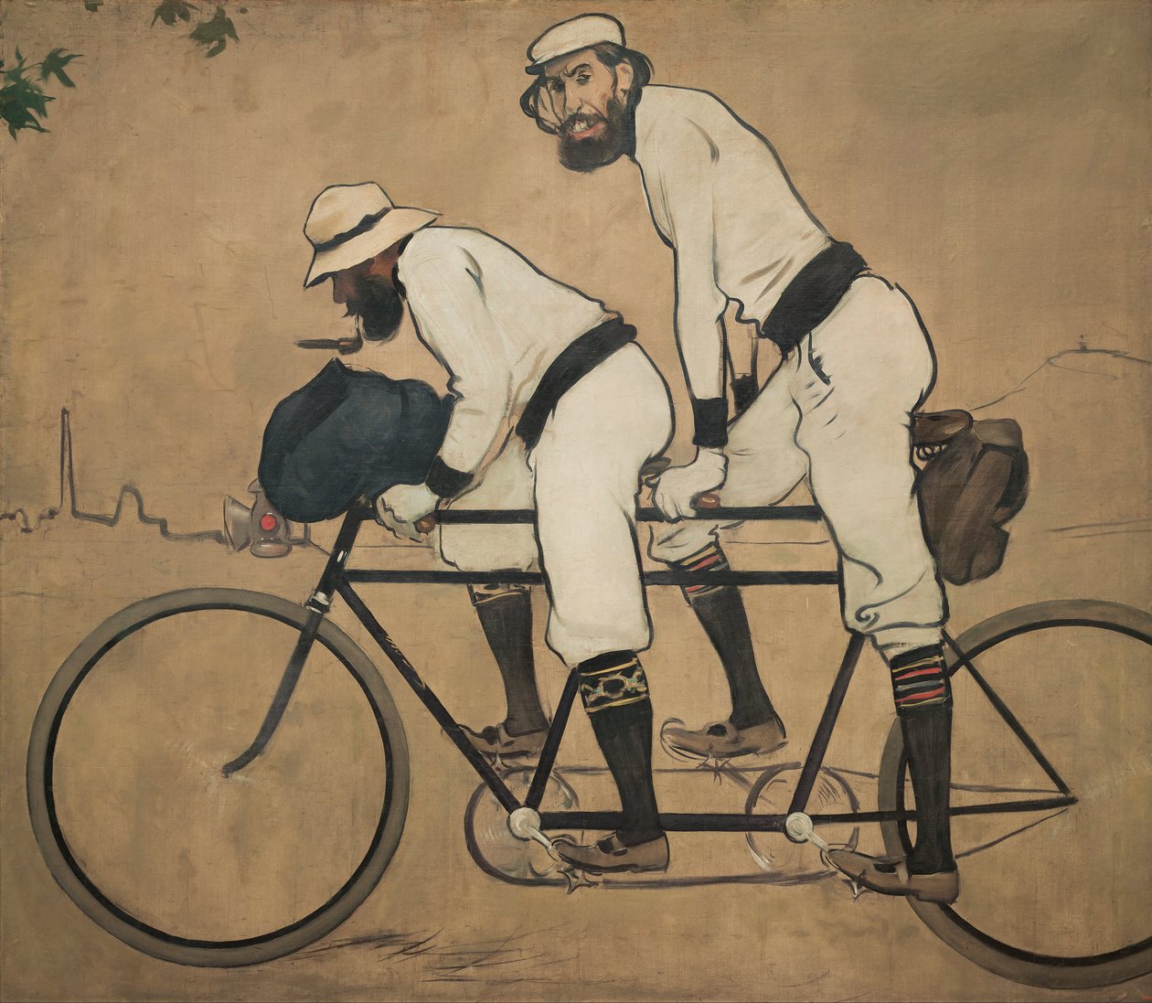 Ramon Casas en Pere Romeu op een tandem door Ramon Casas i Carbo