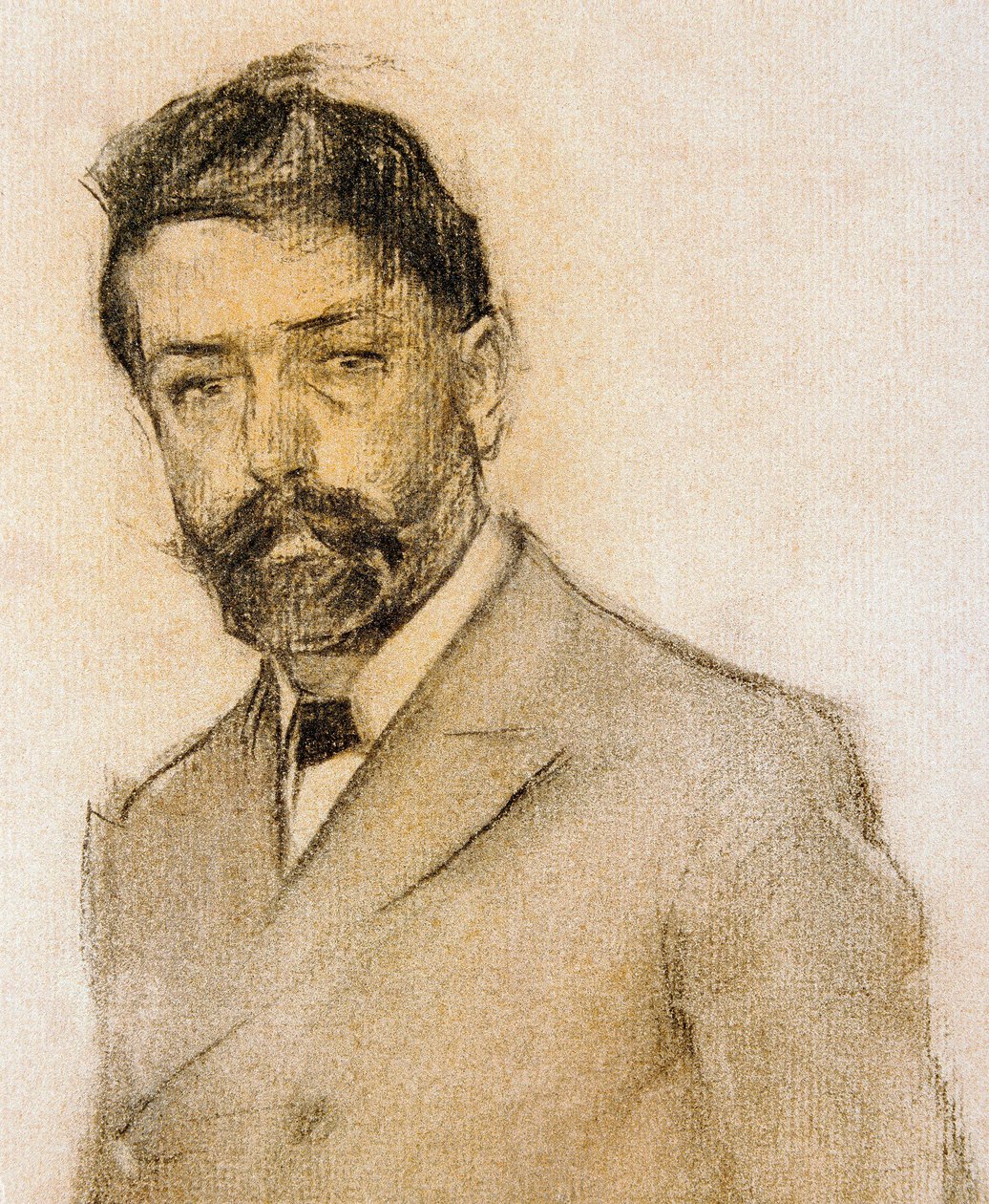 Portret van de schilder Lluis Graner (detail) door Ramon Casas i Carbo