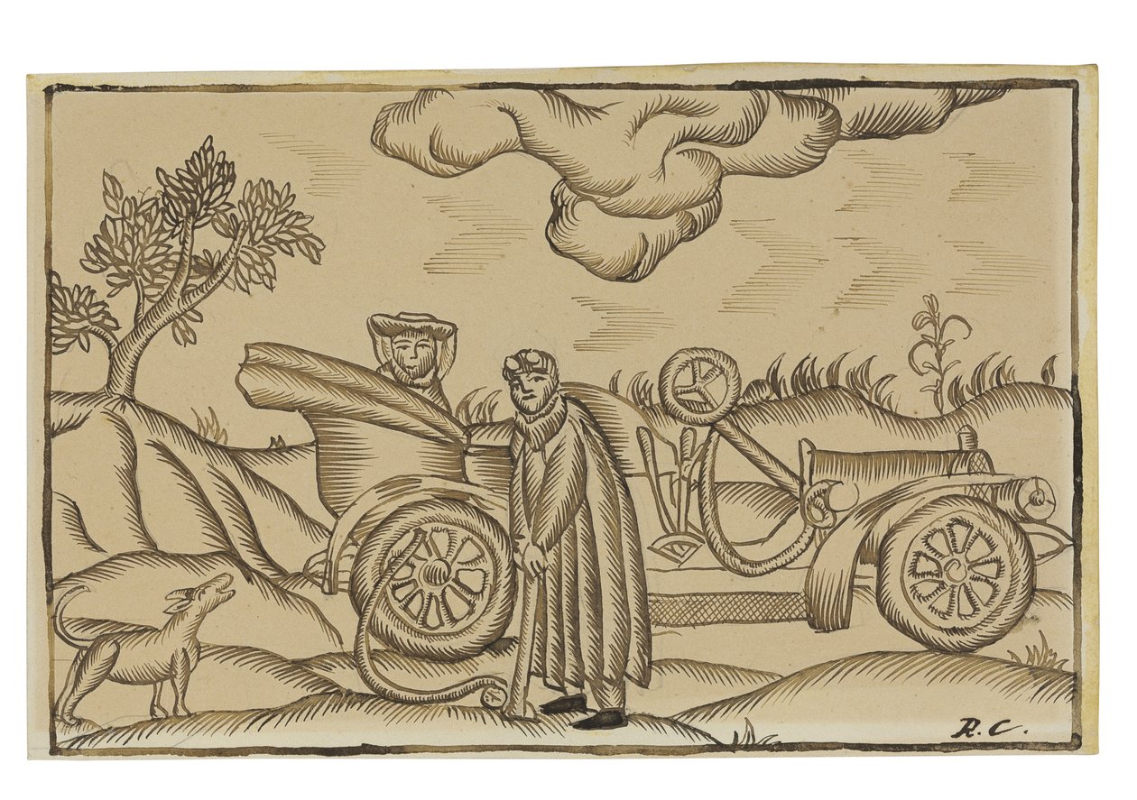 Toerisme op het Spaanse Platteland (potlood, pen & inkt op papier) door Ramon Casas i Carbo