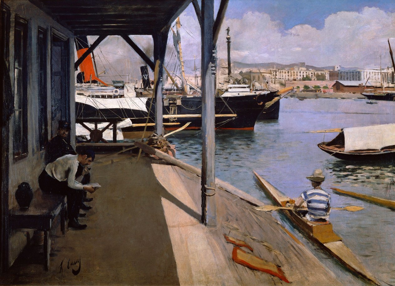 Yacht Club in Barcelona door Ramon Casas i Carbo