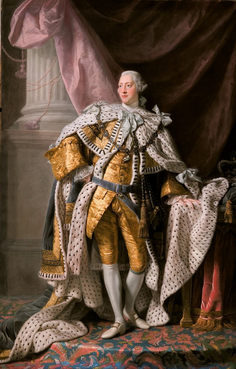 Portret van koning George III van het Verenigd Koninkrijk in zijn kroningsgewaden door Ramsay