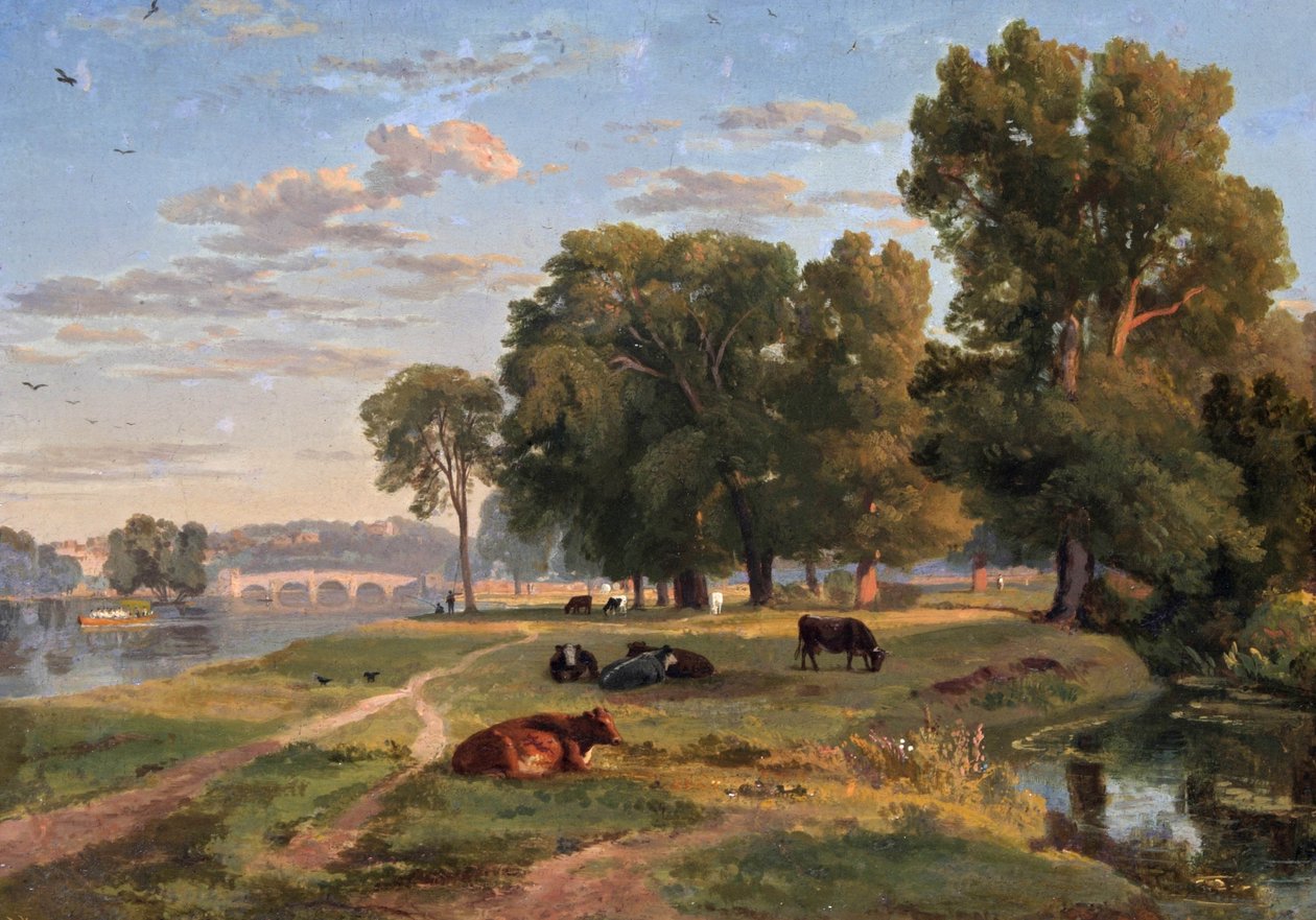 De Theems bij Richmond vanaf de Middlesex-oever, kijkend naar de brug door Ramsay Richard Reinagle
