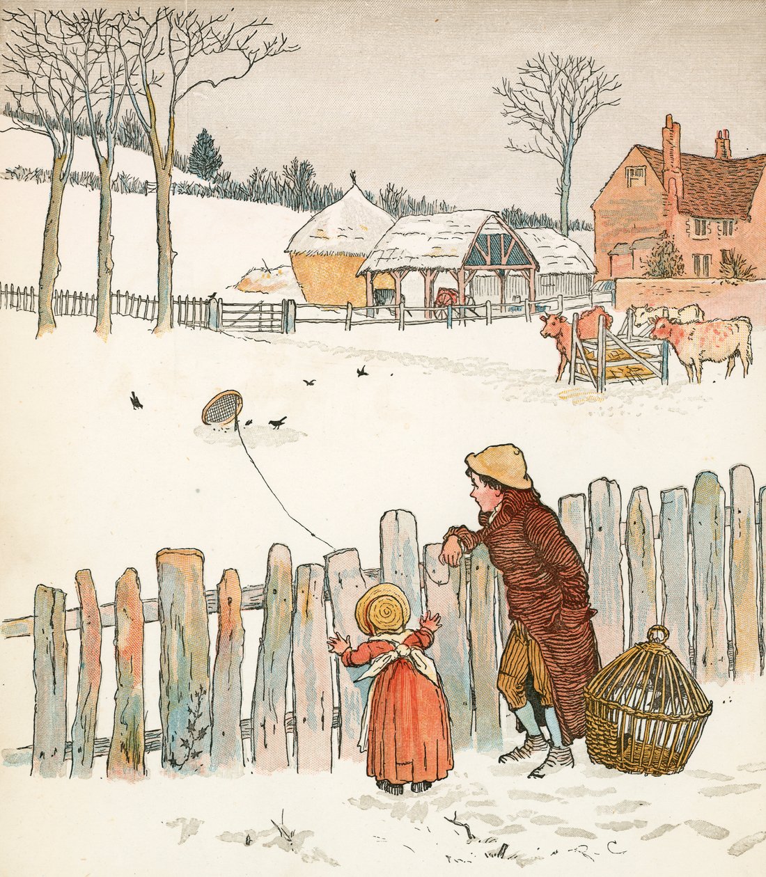 Vier en twintig merels (kleurenlitho) door Randolph Caldecott