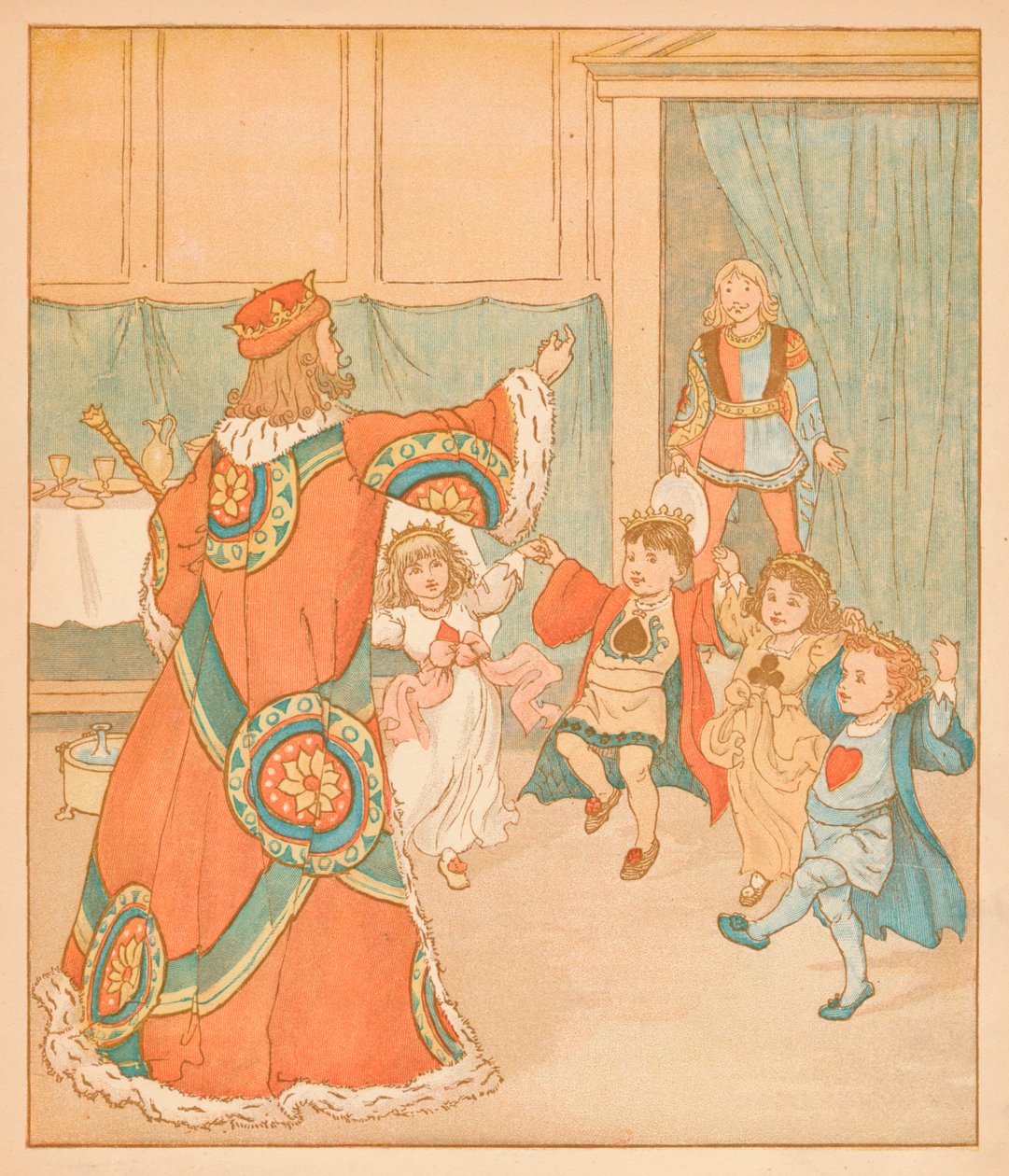 De Koning van Harten, Geroepen voor die Taarten, 1880 door Randolph Caldecott