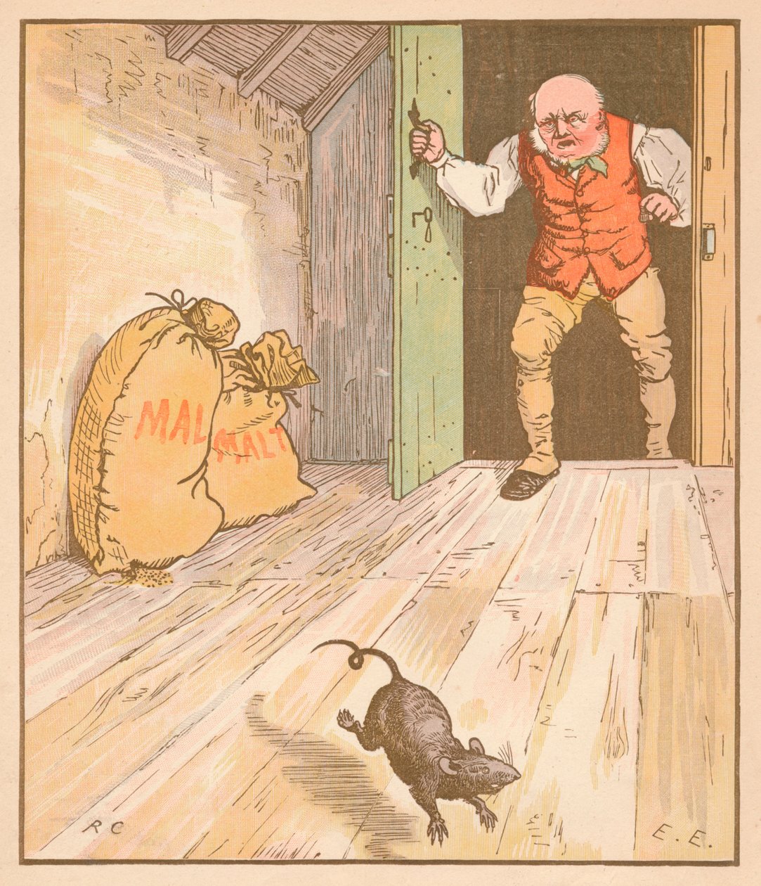 De rat at de mout..., ca. 1878 door Randolph Caldecott