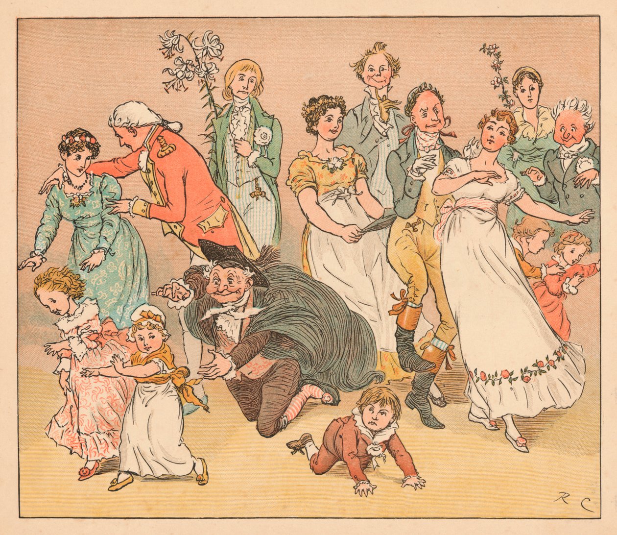 ...en ze begonnen allemaal het spel van vang-de-vangst te spelen..., ca. 1885, 1934 door Randolph Caldecott