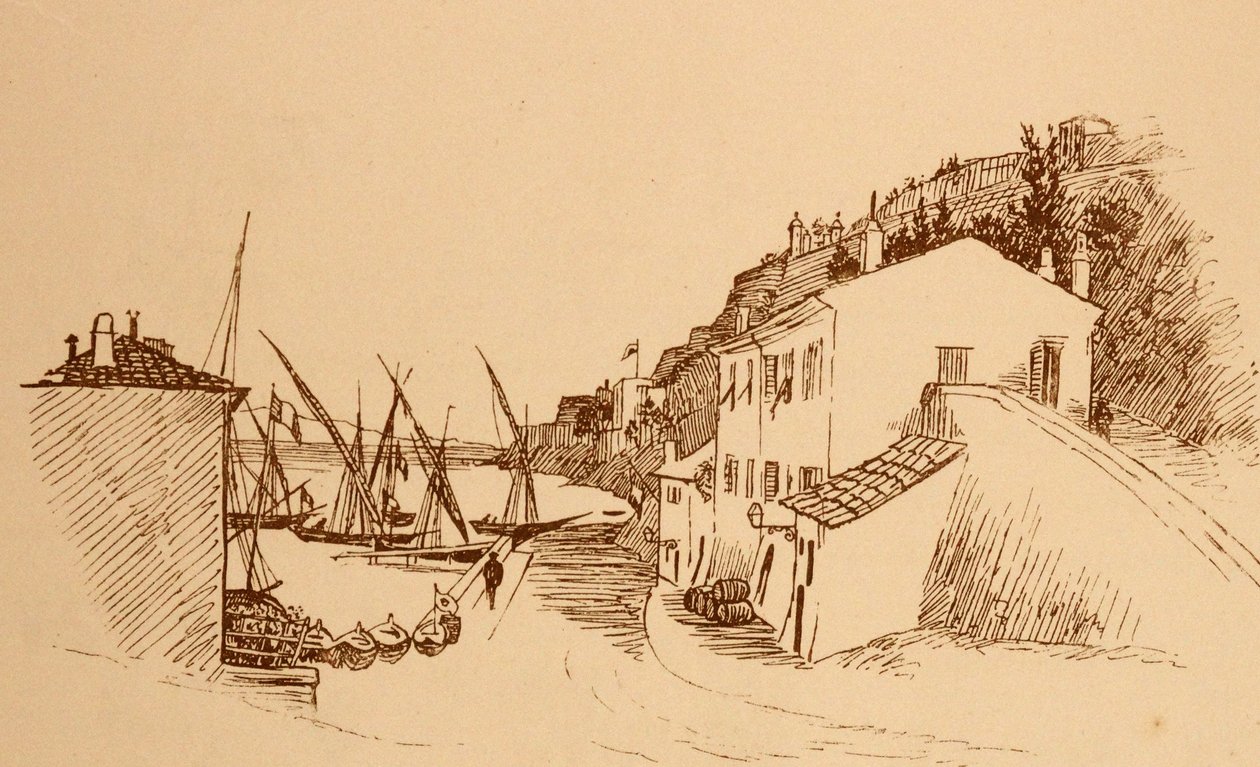 Lokaal Frans vissersdorp in het zuiden van Frankrijk door Randolph Caldecott