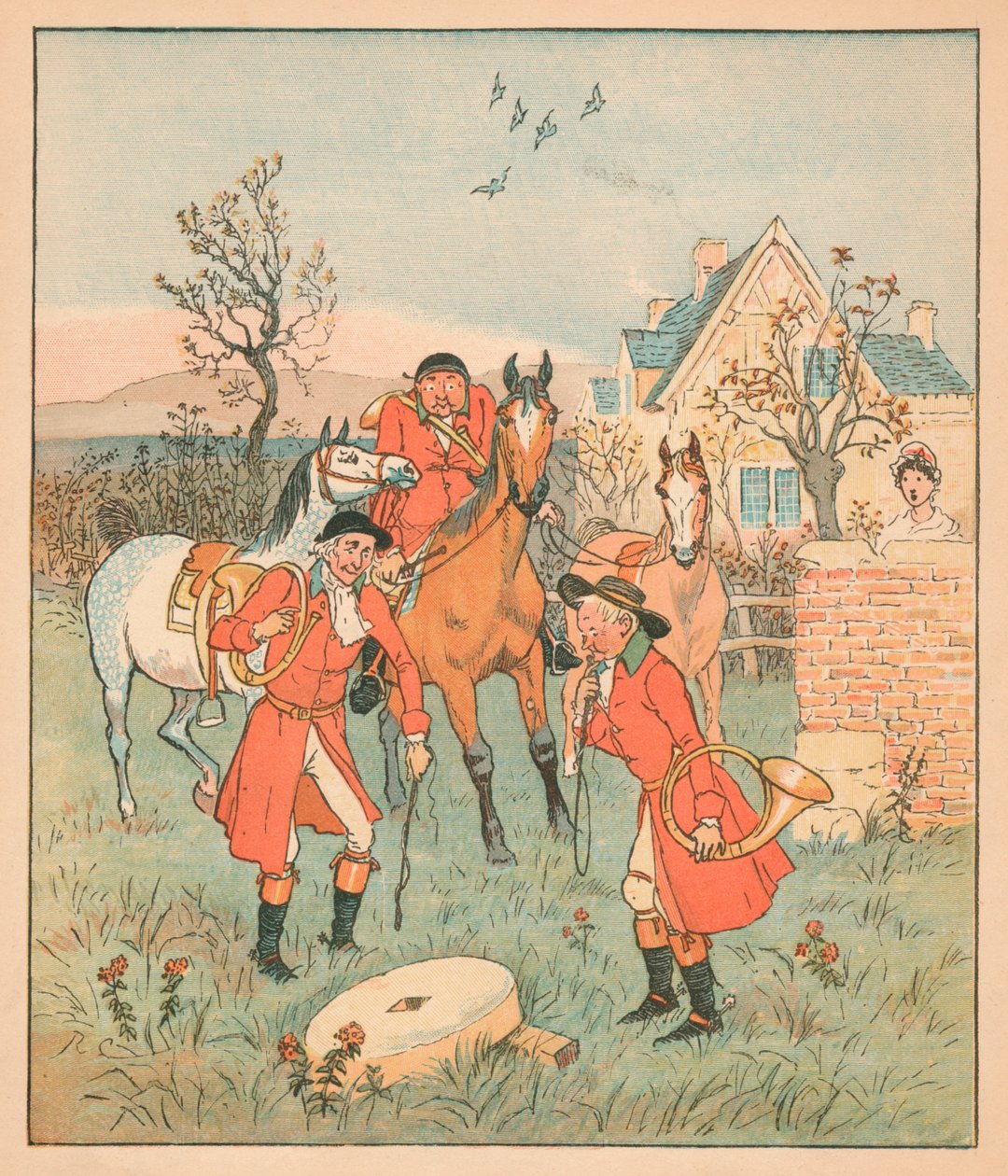 ...het volgende dat ze vonden, Was een grommende, malende slijpsteen..., 1880 door Randolph Caldecott