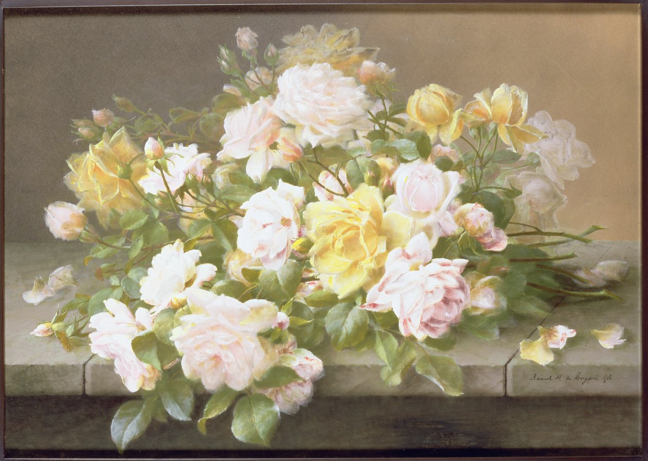 Roze en Gele Rozen door Raoul M. de Longpre