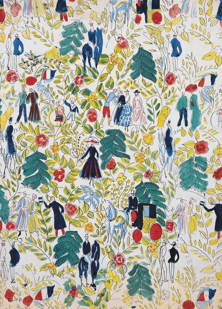Een wandeling in het bos; La Promenade au Bois, ca. 1919 (gouache op papier) door Raoul Dufy
