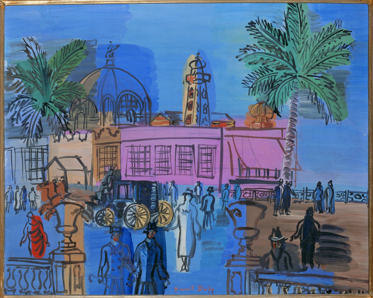 Boardwalk in Nice (gouache op papier) door Raoul Dufy