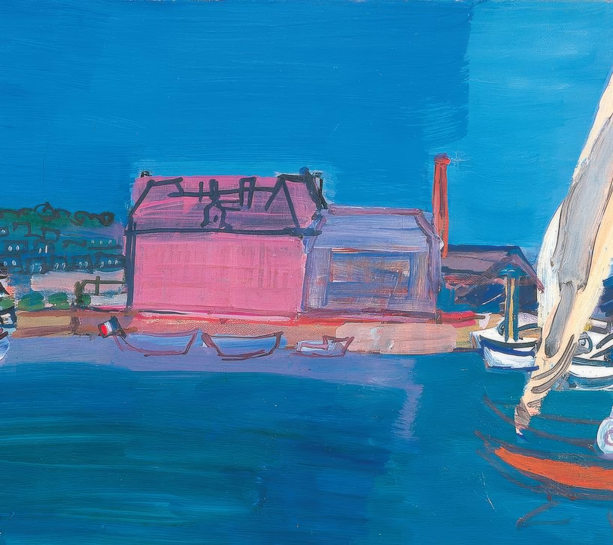 Boten zee kleine vlaggen huizen kleine haven dok zeilen door Raoul Dufy