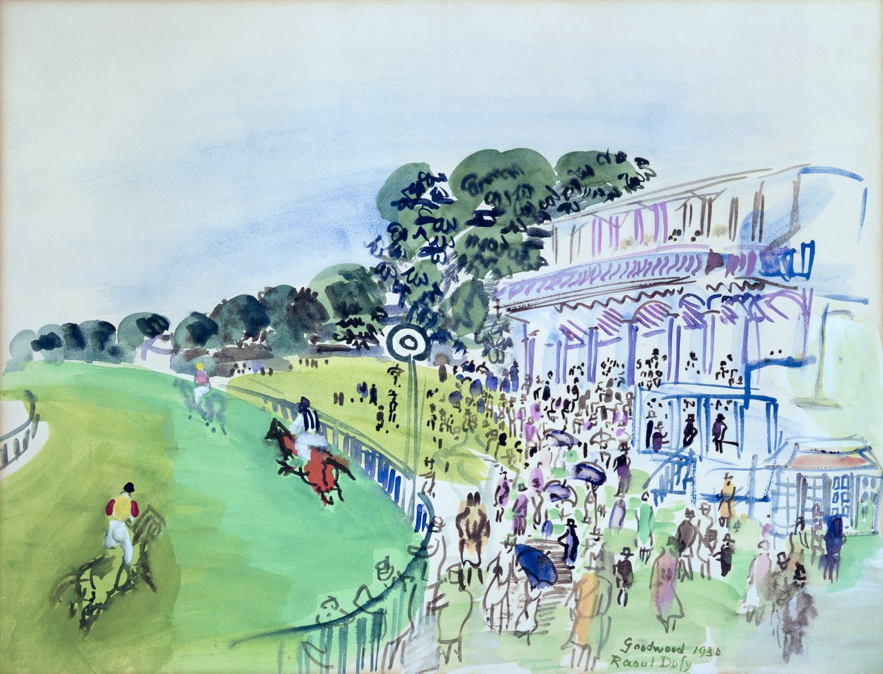 Goodwood, de tribune voor de renbaan door Raoul Dufy