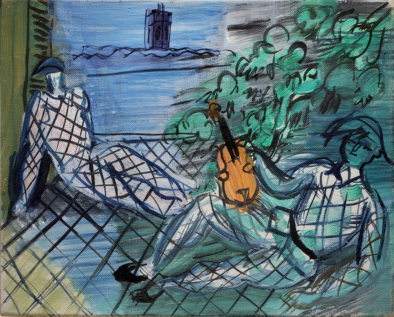 Groen en wit harlekijn door Raoul Dufy