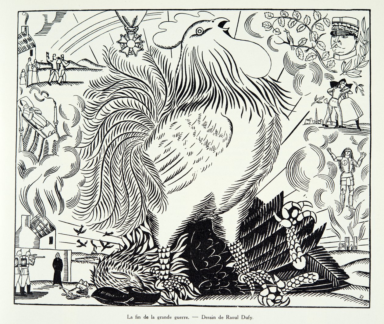 Het einde van de Grote Oorlog, uit Histoire de la Troisieme Republique, Vol. I, Political History, pub.1933 (litho) door Raoul Dufy