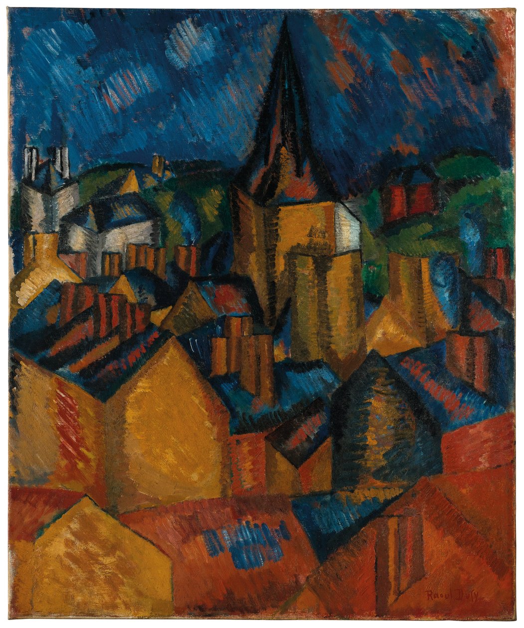 De klokkentoren (kerk van St Vincent in Le Havre) door Raoul Dufy
