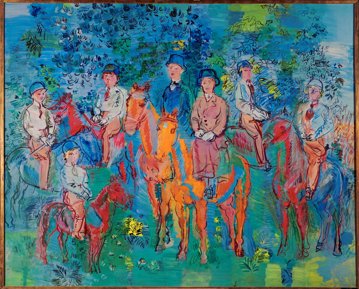 Les Cavaliers sous Bois (olieverf op doek) door Raoul Dufy
