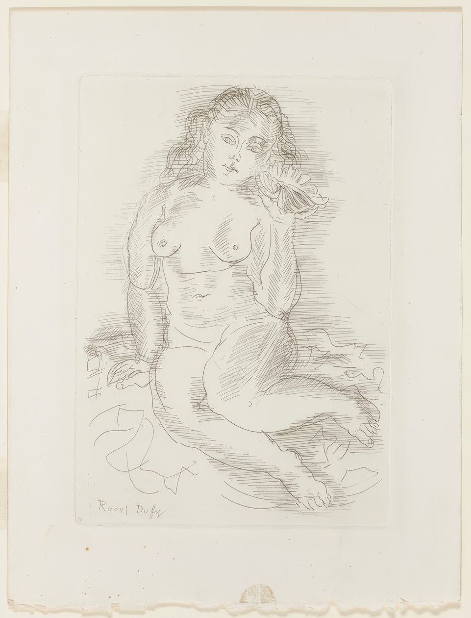 Naakt luisterend naar een schelp door Raoul Dufy
