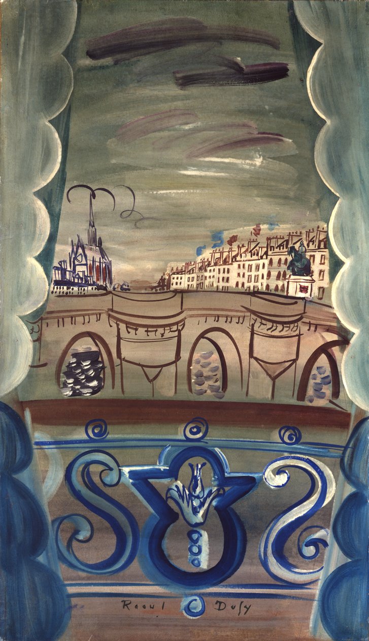 Open raam met uitzicht op de Pont Neuf door Raoul Dufy
