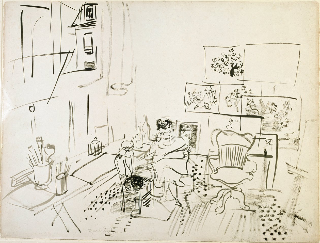 De werkplaats van de schilder Tekening van Raoul Dufy (1877-1953) New York, Museum of Modern Art door Raoul Dufy