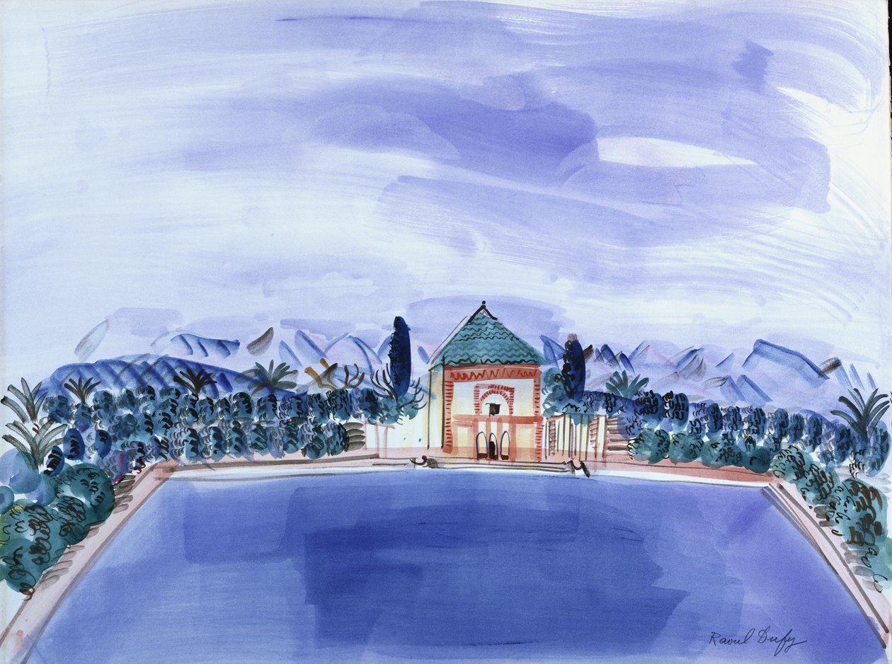Het zwembad bij Menara door Raoul Dufy