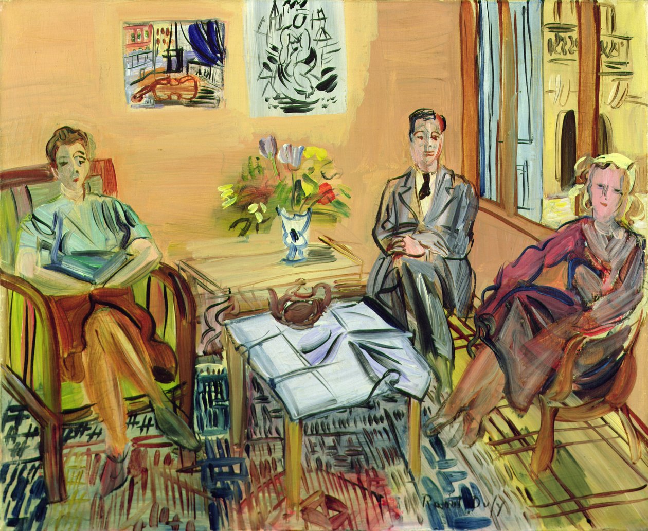 Drie zittende figuren door Raoul Dufy