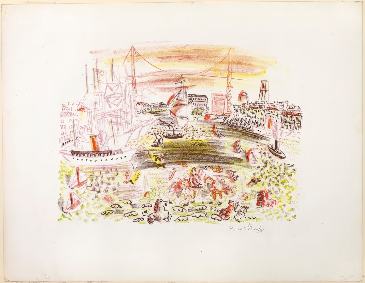 Uitzicht op Marseille (Le Port) door Raoul Dufy