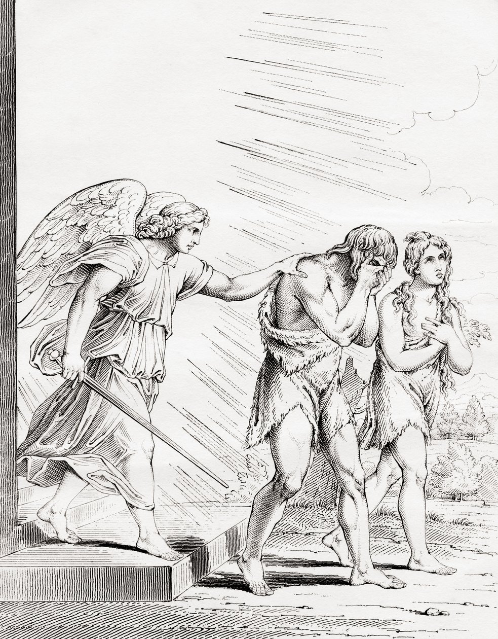 Adam en Eva verdreven uit het Paradijs, 19e eeuw door Raffaello Sanzio Raphael
