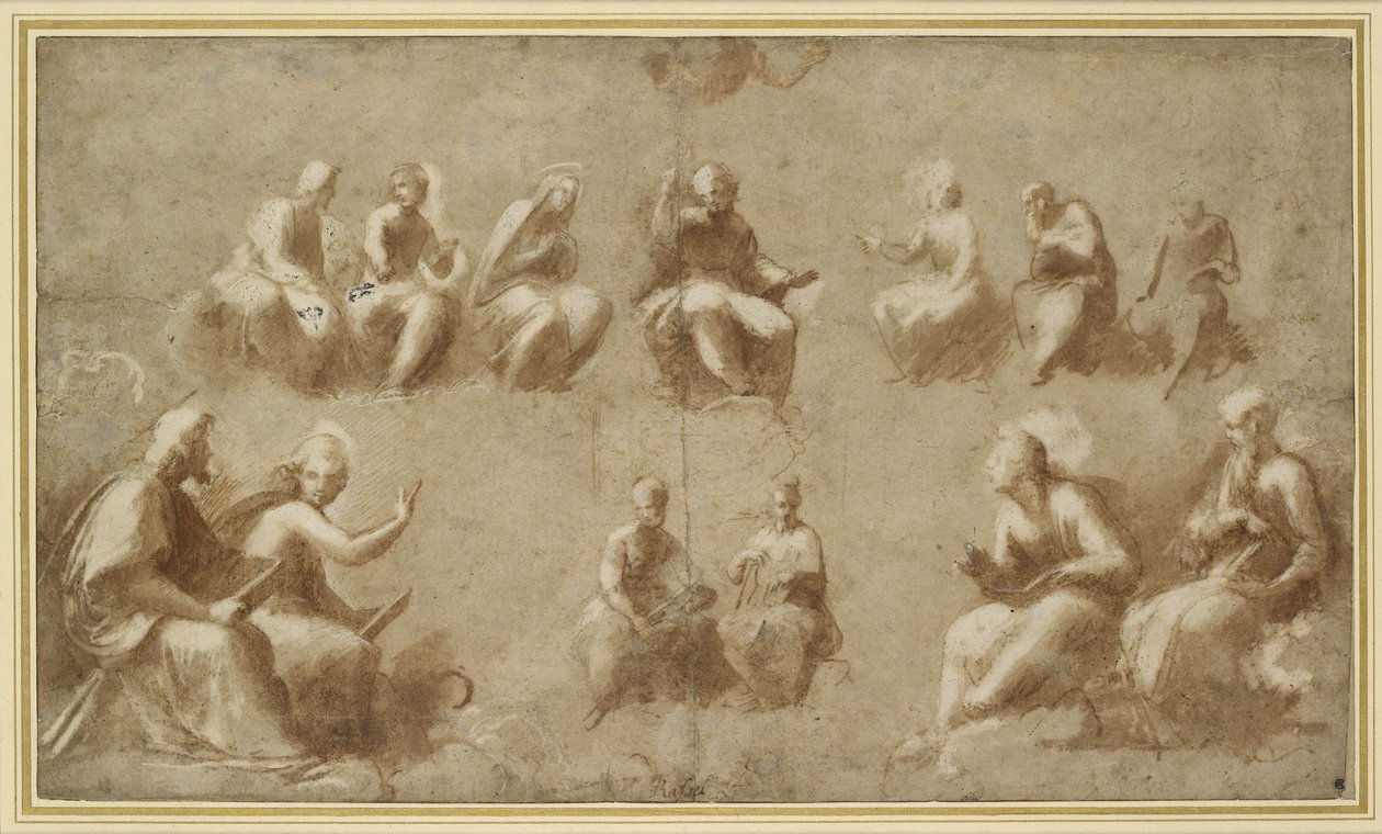 Christus en de Heiligen in Glorie (Studie voor de Disputa) door Raffaello Sanzio Raphael