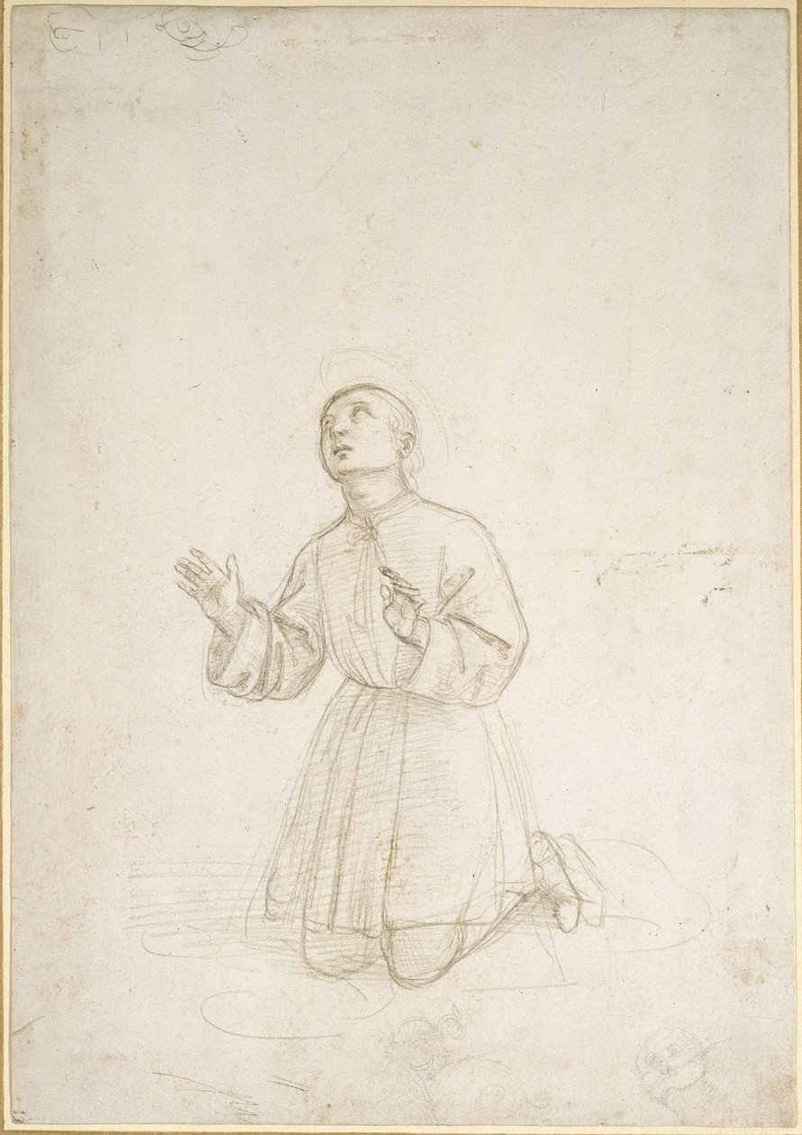 Knielende figuur van een jongeling door Raffaello Sanzio Raphael