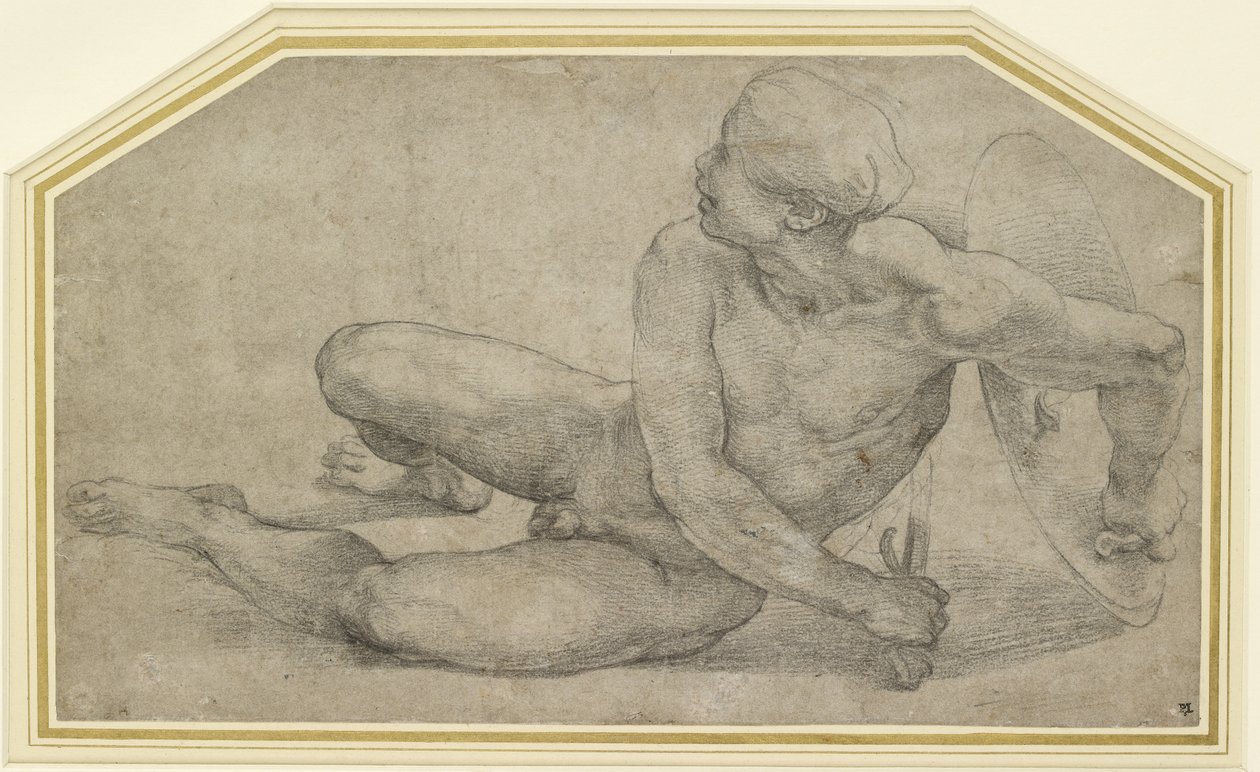 Liggend figuur van een soldaat, WA1846.201 door Raffaello Sanzio Raphael