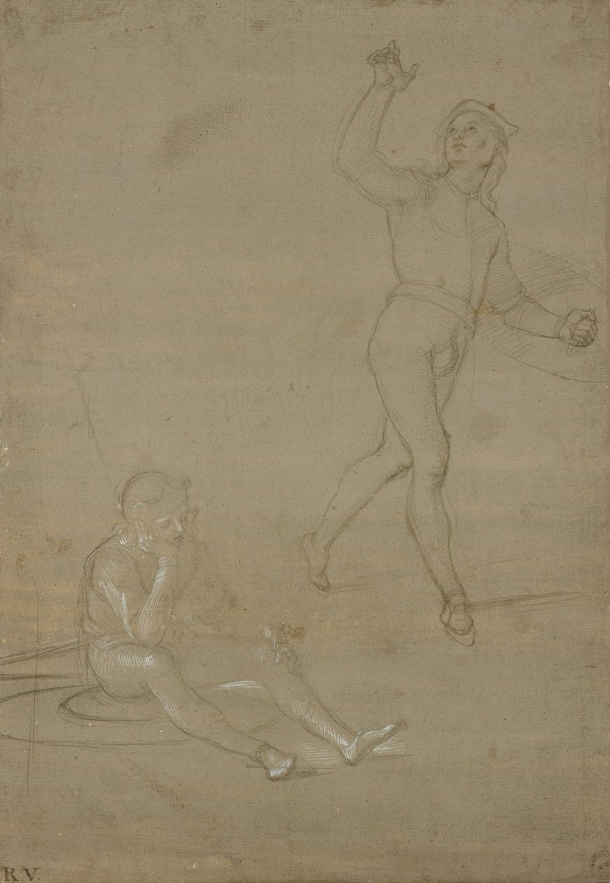 Studies voor twee soldaten, een slapend, de ander staand, WA1846.149 door Raffaello Sanzio Raphael