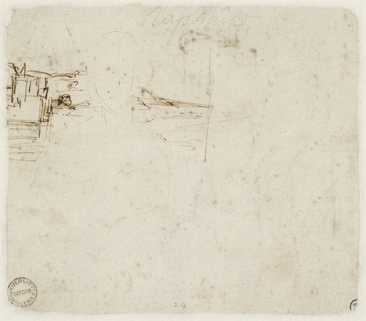 Verso: Landschapsschets met een korte studie van het hoofd van de Maagd Maria naar links gedraaid, WA1846.152b door Raffaello Sanzio Raphael