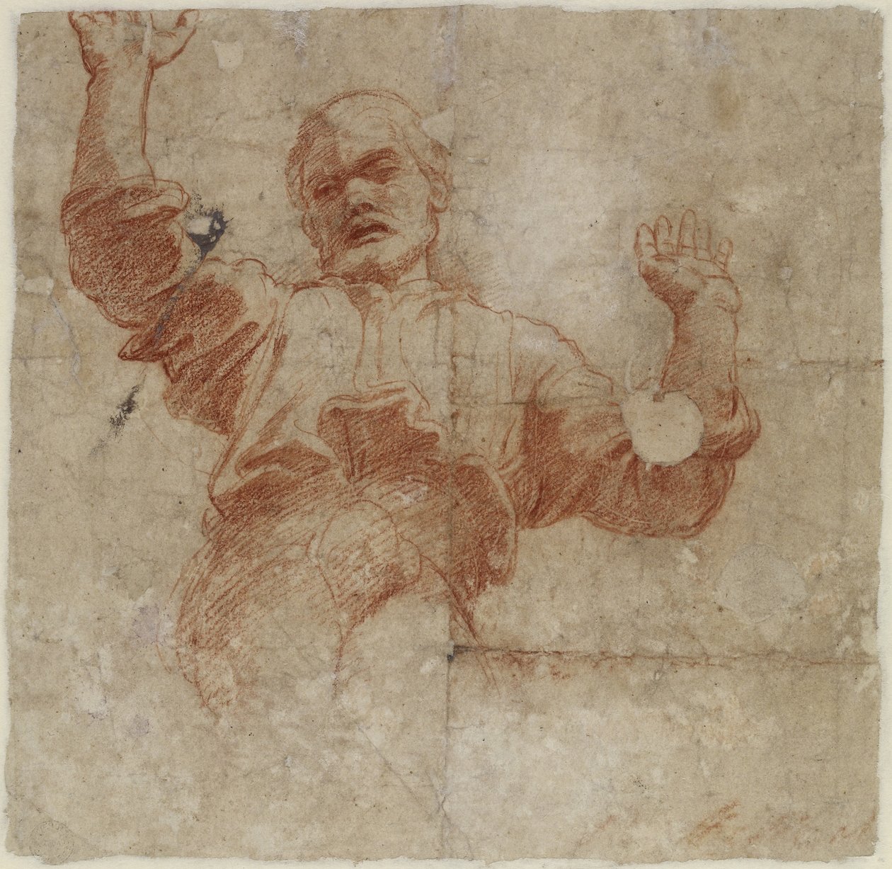 Verso: Studie voor een figuur van de Almachtige door Raffaello Sanzio Raphael