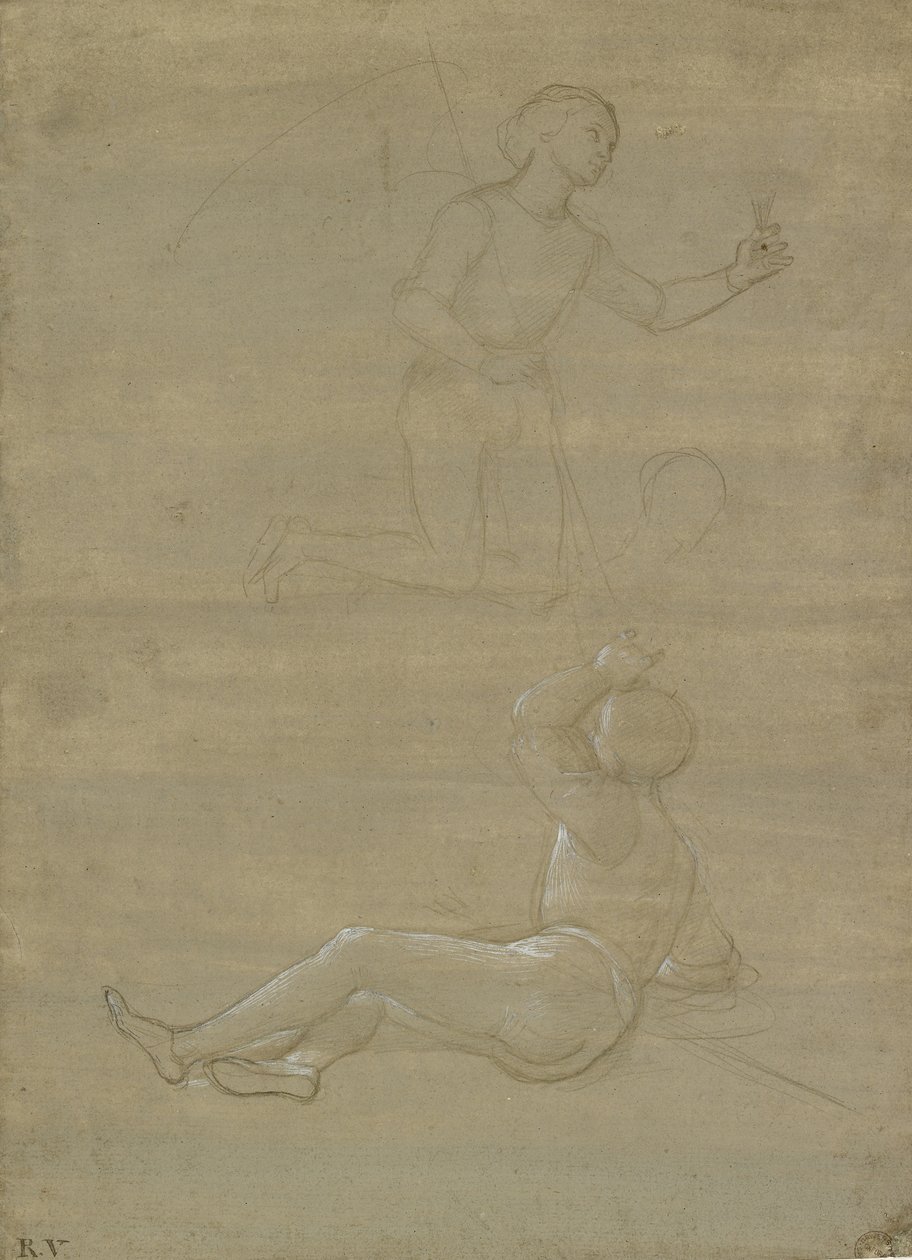 Studies voor een bewaker in een Opstanding en van een engel, WA1846.150 door Raffaello Sanzio Raphael