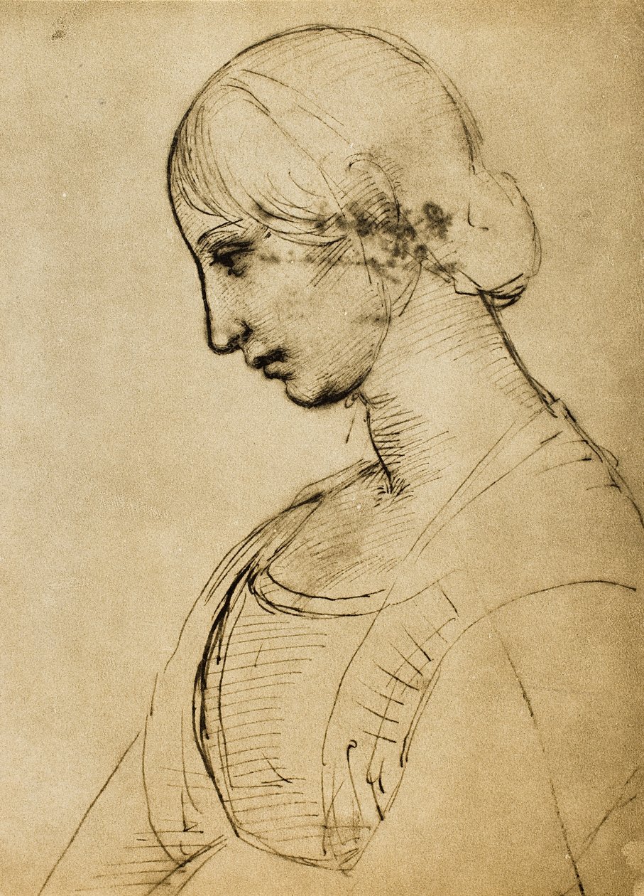 Studie voor een Magdalena; tekening door Raphael. Gabinetto dei Disegni e delle Stampe, Uffizi Gallery, Florence door Raffaello Sanzio Raphael