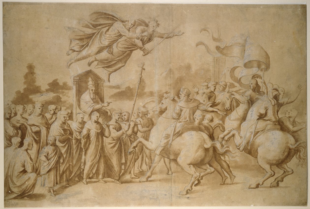 De Terugslag van Attila, WA1846.277 door Raffaello Sanzio Raphael