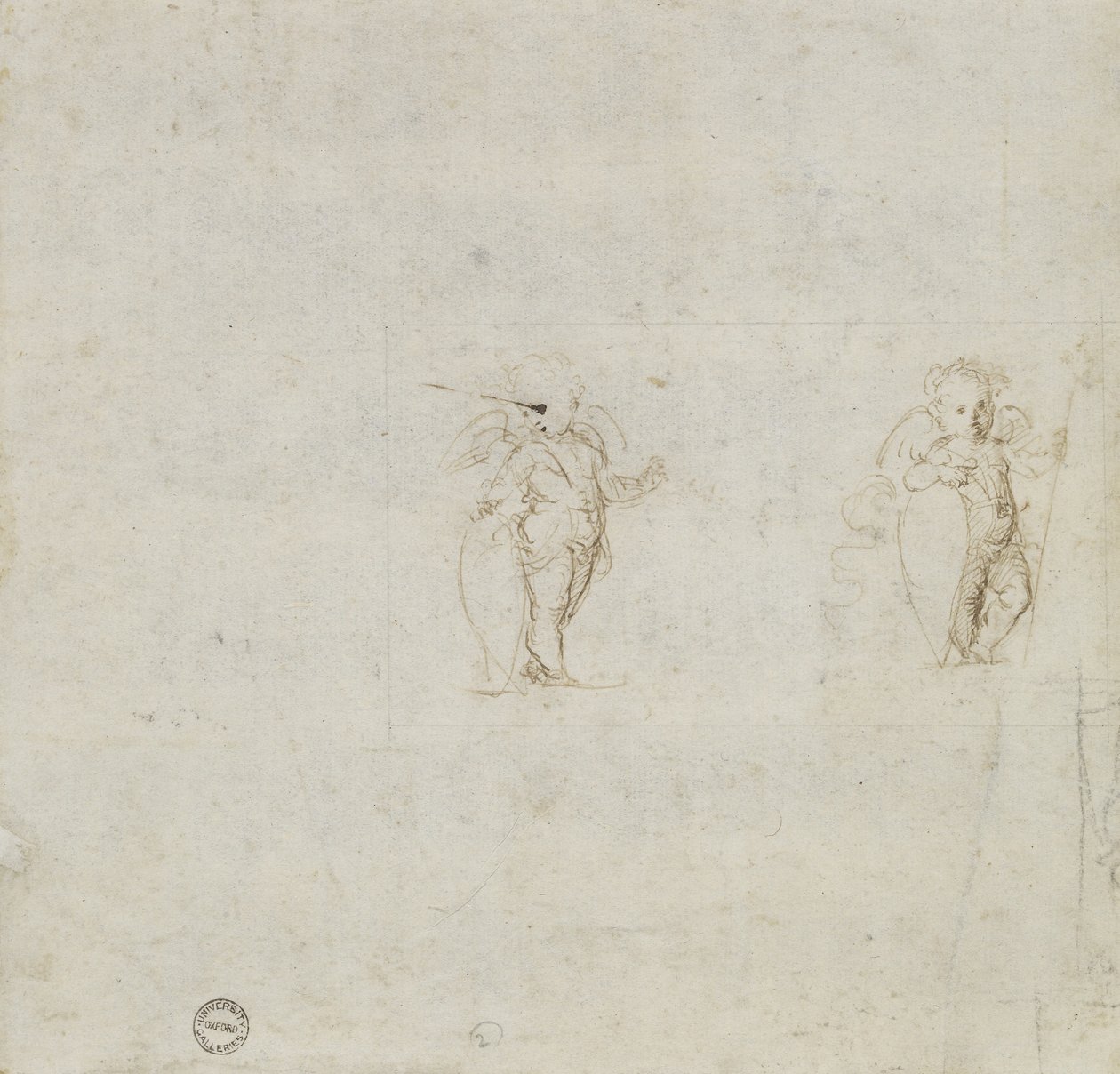 Verso: Twee Studies van Amorini, WA1846.154 door Raffaello Sanzio Raphael