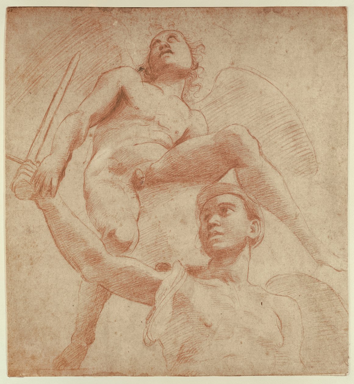 Engel en een figuur die de planeet Mars vertegenwoordigt door after Raphael
