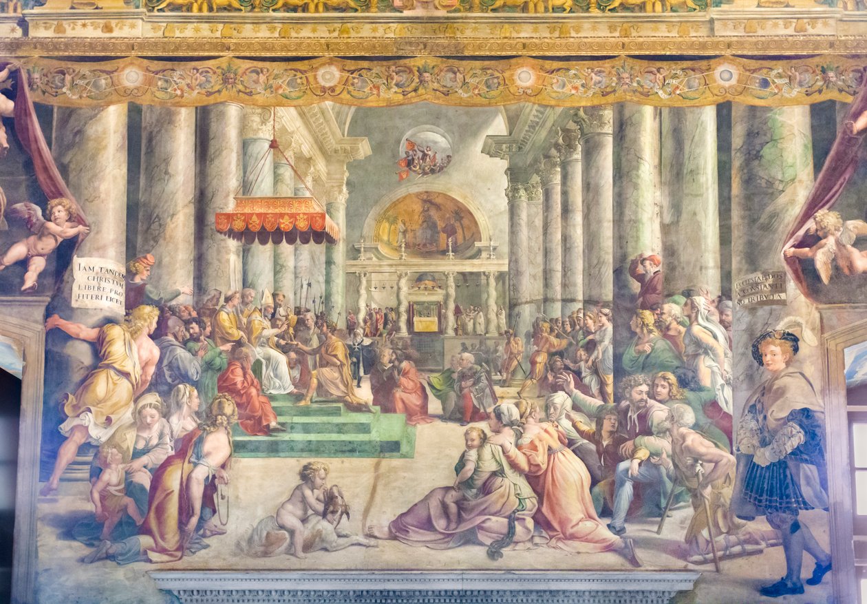De Donatie van Constantijn, circa 1520 door Raphael (1483 1520) (& studio)