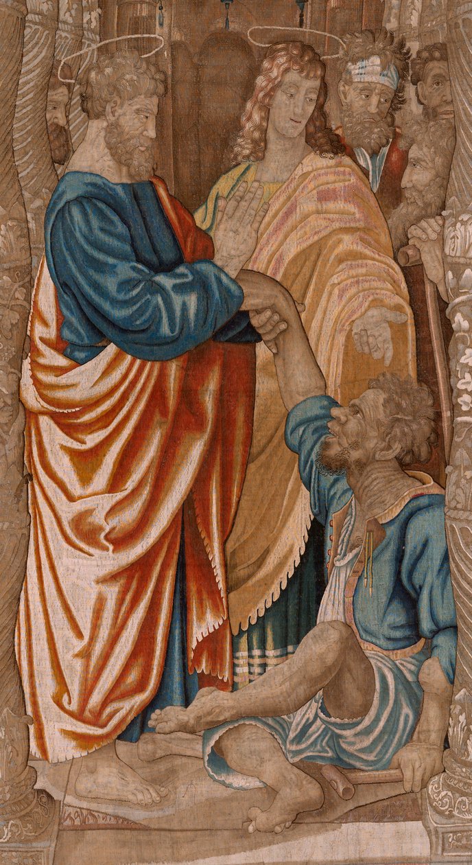 Vlaamse wandtapijt. Serie Daden van de Apostelen. Het wonder van de lamme man. Derde wandtapijt in de serie. Model Carton door Rafael Sanzio. 1519. Fabriek Jan Raes II, Brussel. Ca 1605-1629. door Raphael