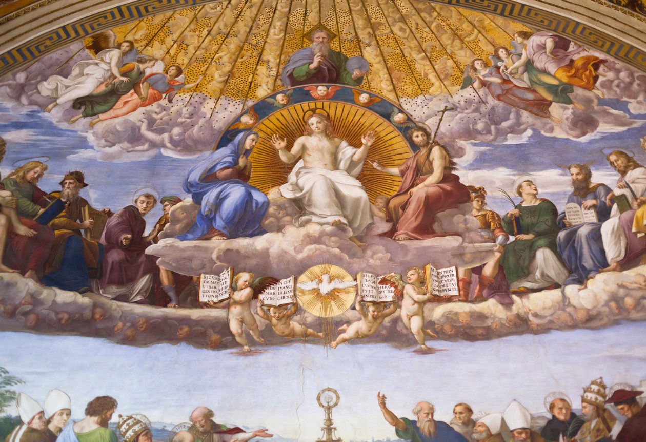 Dispuut over het Heilig Sacrament - fresco door Raphael door Raphael (1483 1520)