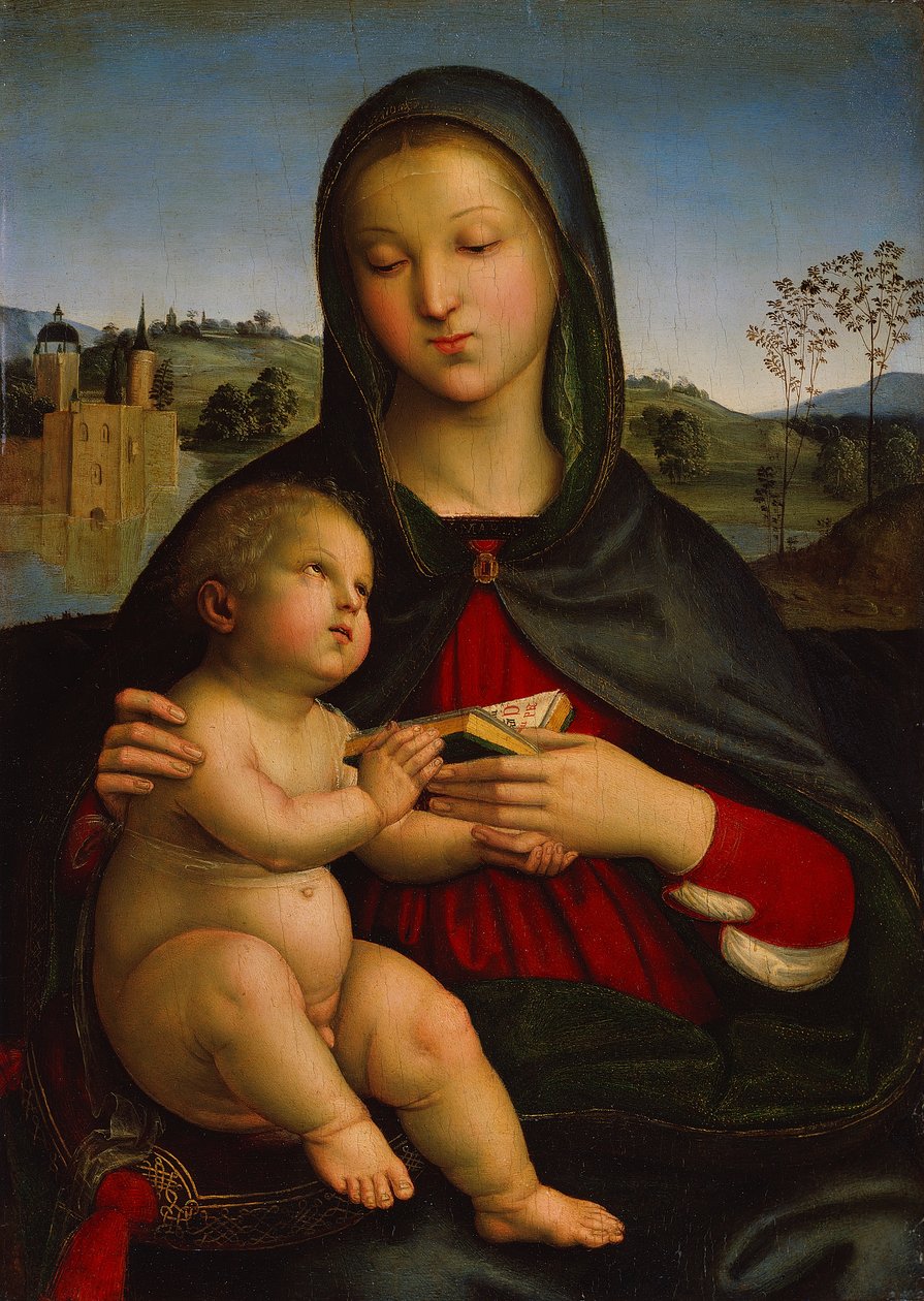 Madonna en kind met boek, ca. 1502-03 door Raphael (1483 1520)