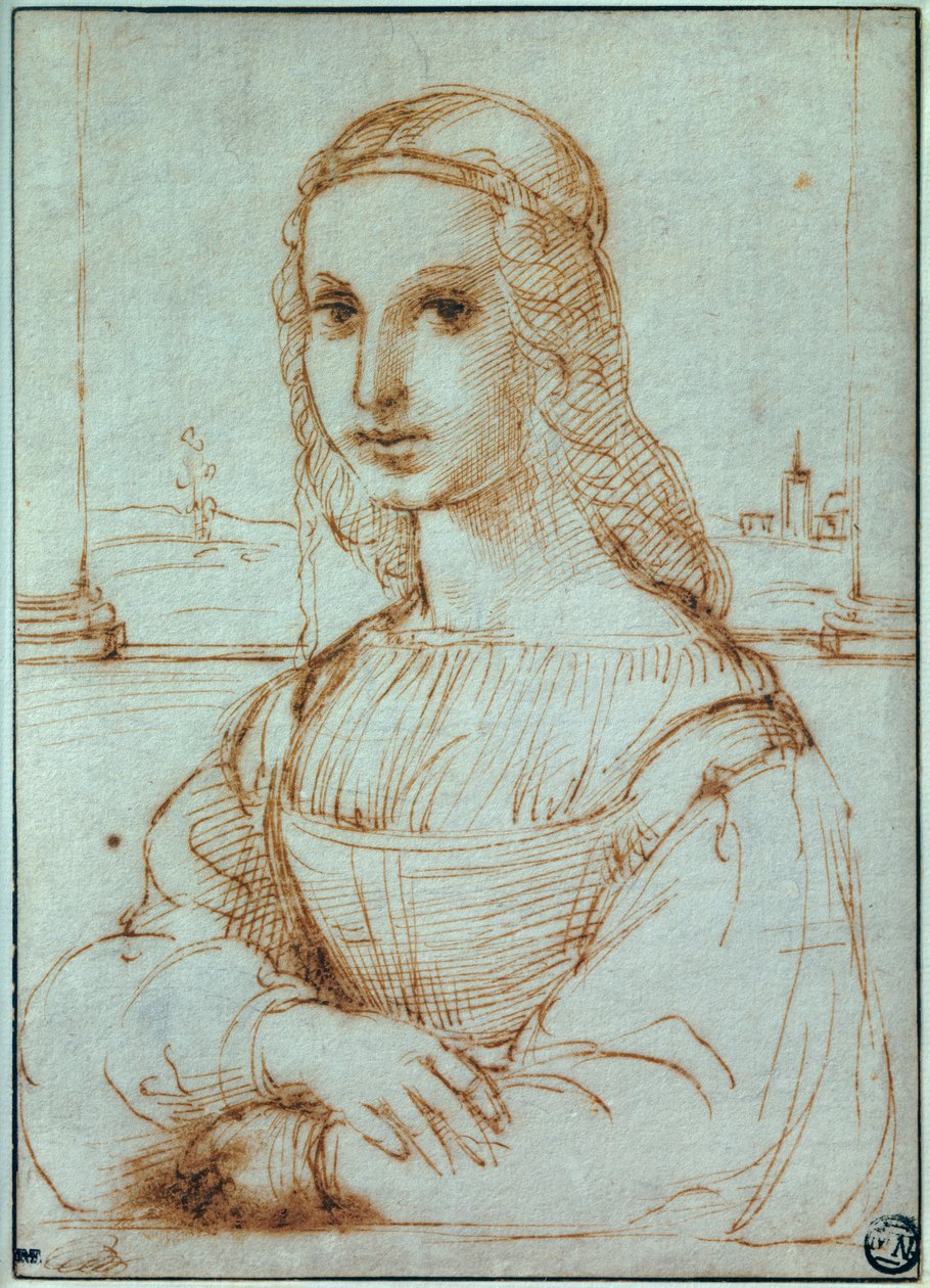 Portret van Florentijnse Dame Tekening door Raphael door Raphael