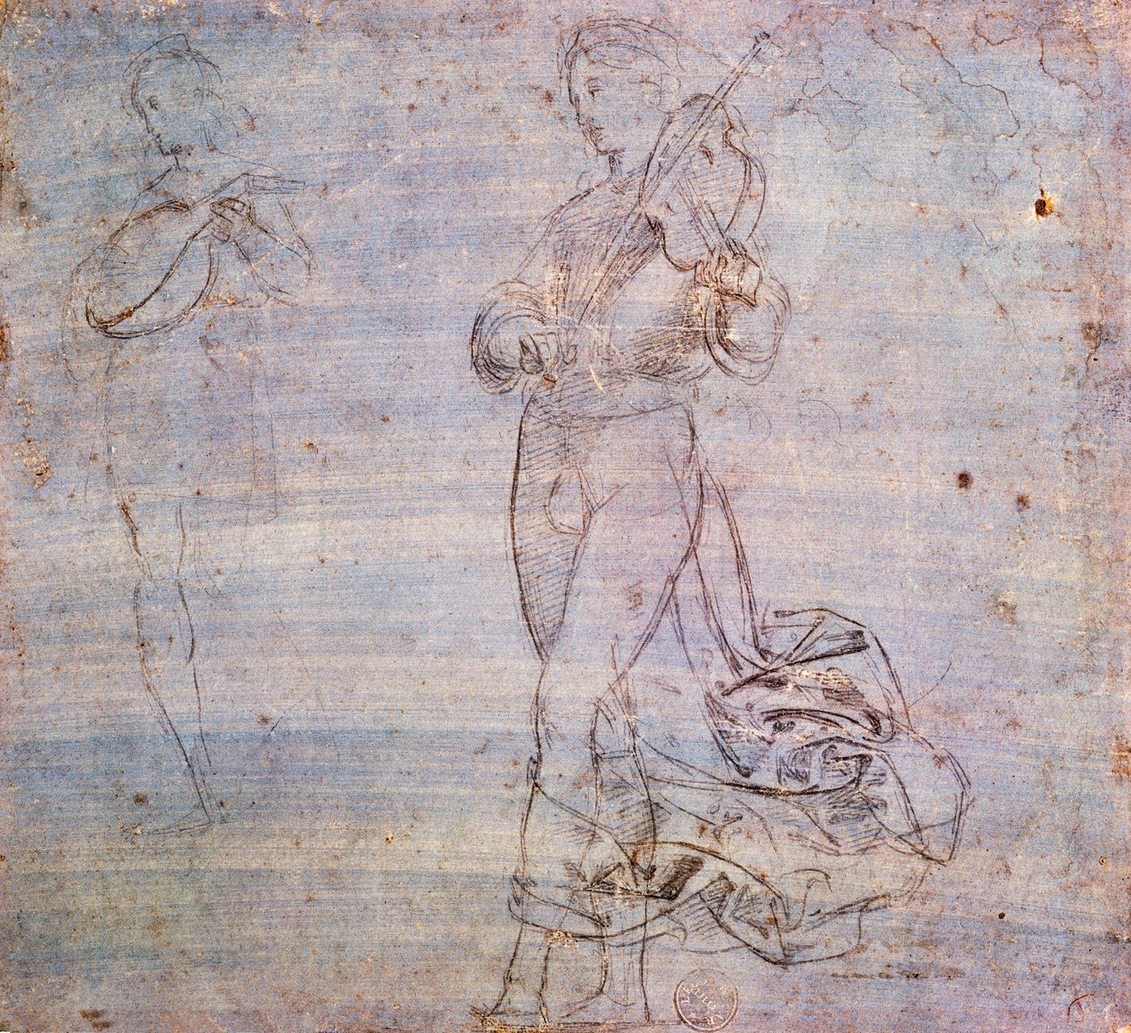 Studie voor figuur met muziekinstrument door Raphael