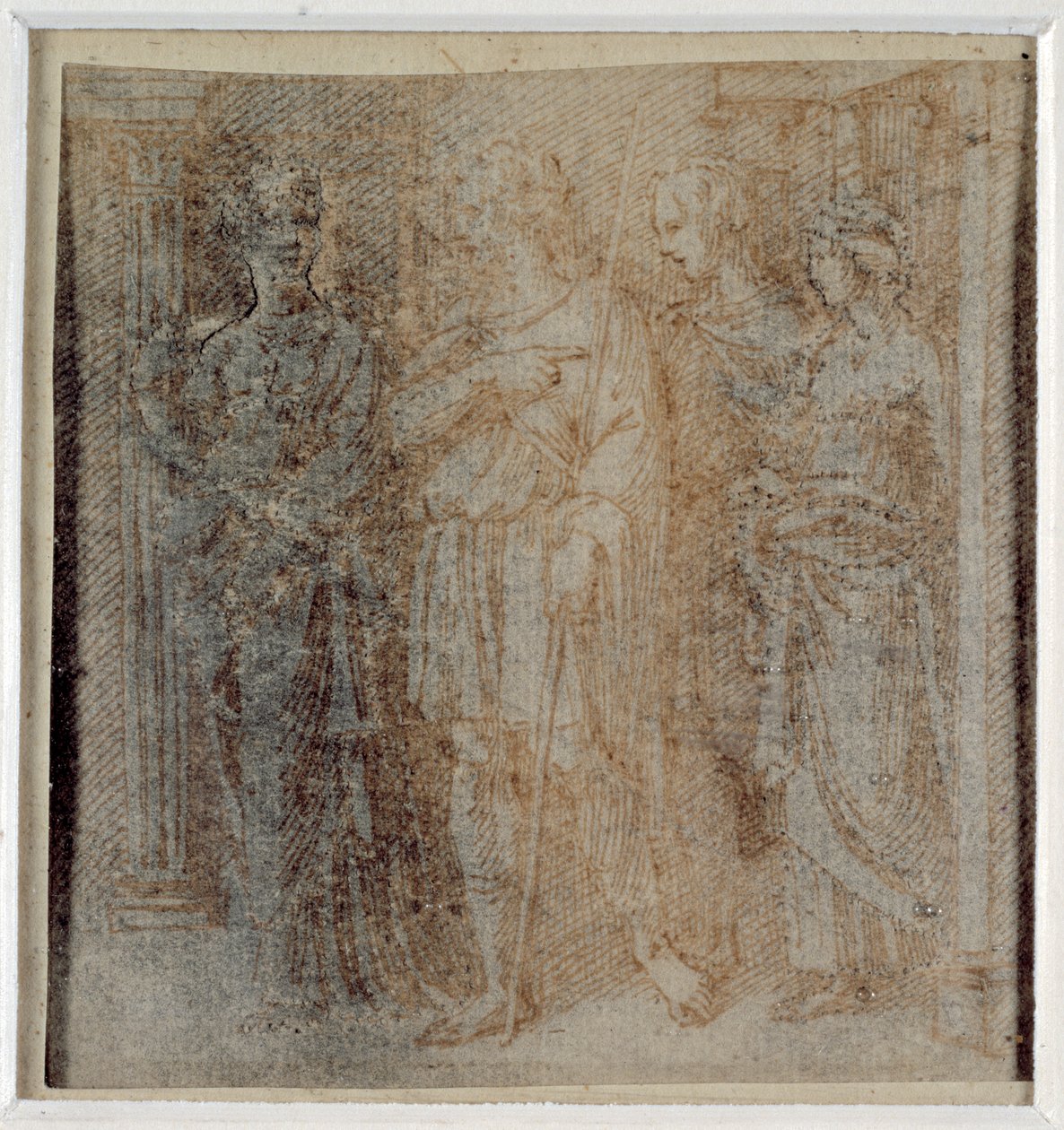 Aeneas begeleid door Dido, studie voor de randscène (3e compartiment links) van de 