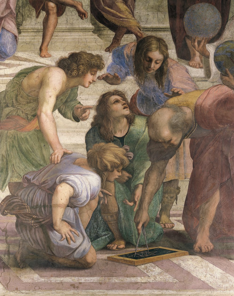 Euclides tekent de figuur van een hexagram (detail) door Raphael (1483 1520)