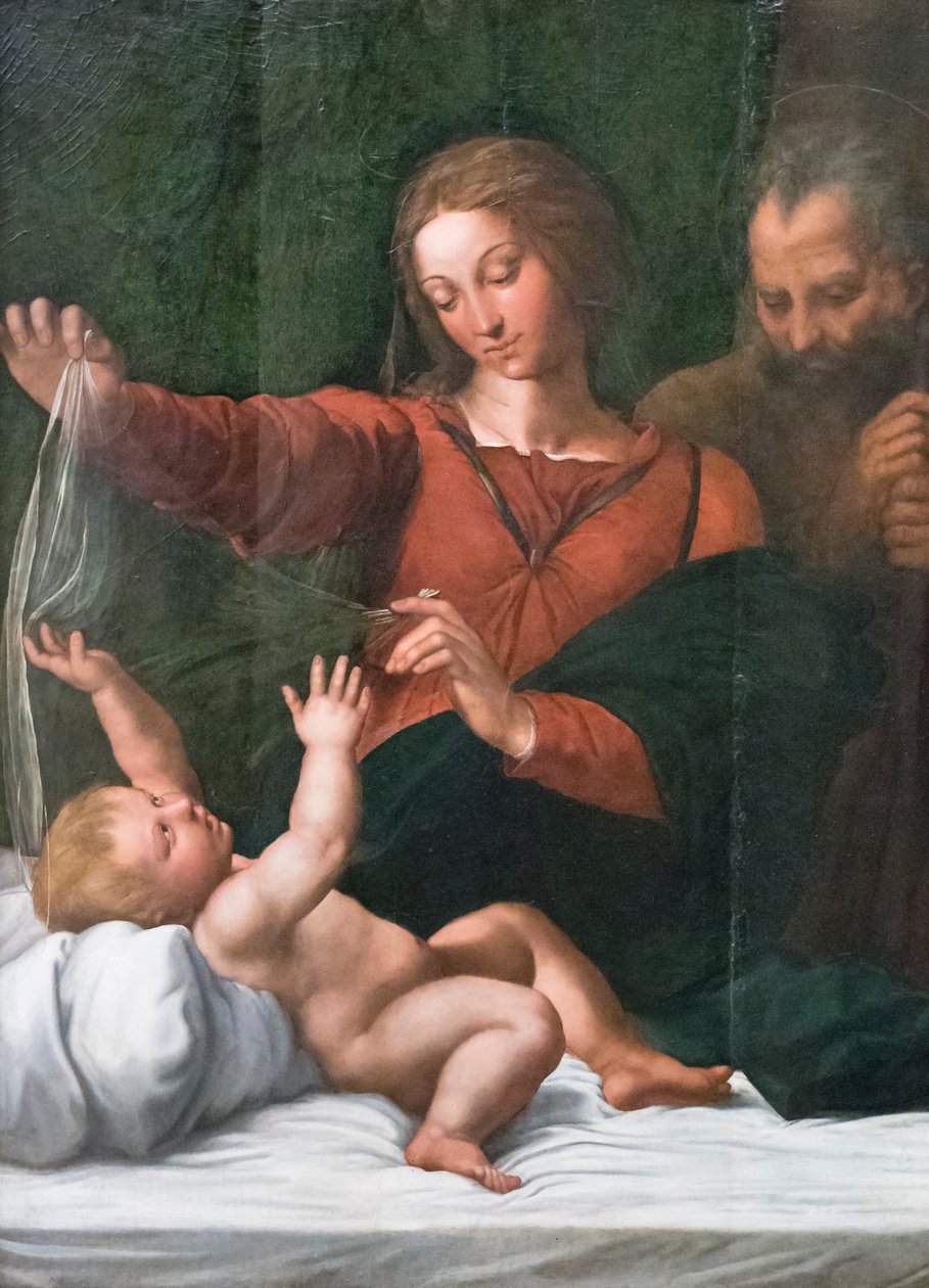 Heilige familie, ook bekend als Madonna del popolo, Madonna di Loreto of Madonna del velo door Raphael (1483 1520)