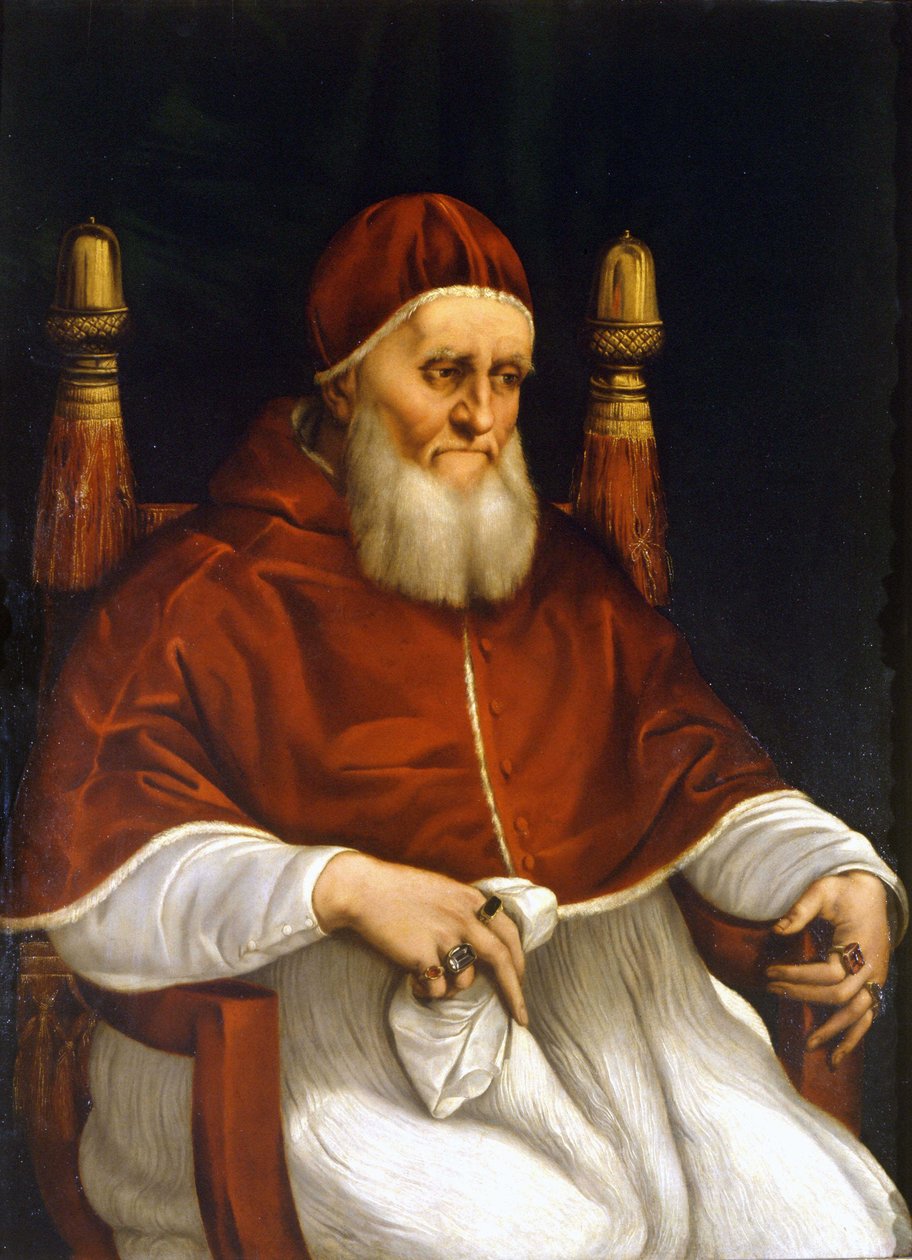 Portret van Paus Julius II (1503-1513). Schilderij door Raphael. Florence, Uffizi Museum door Raphael