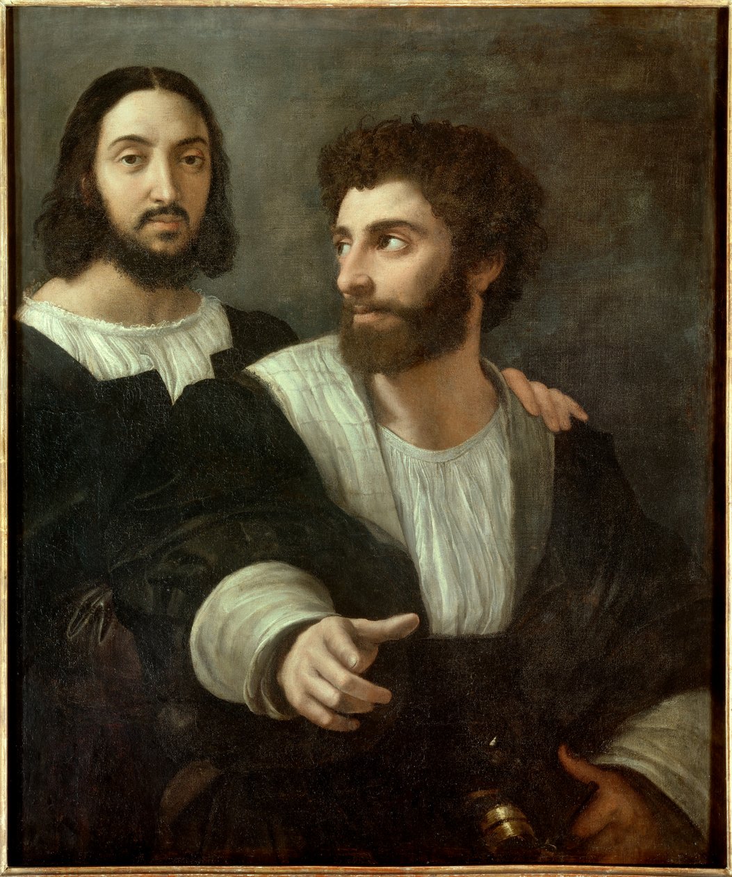 Portret van de kunstenaar met een vriend door Raphael